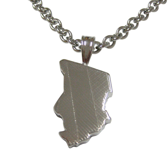 Chad Map Shape and Flag Design Pendant Necklace - Picture 1 of 3
